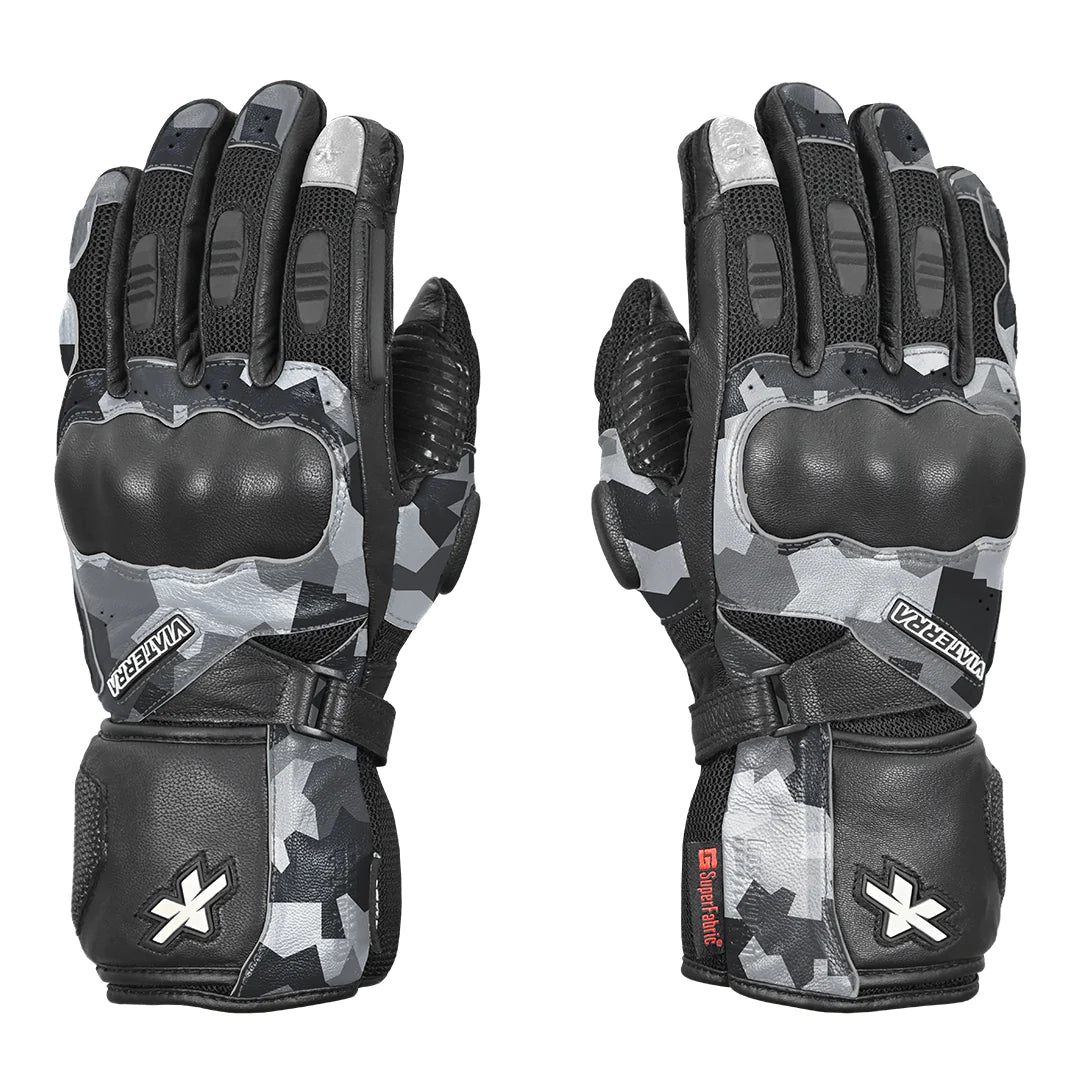 Viaterra Kruger Full Gauntlet Riding Gloves Camo Biker s Pad