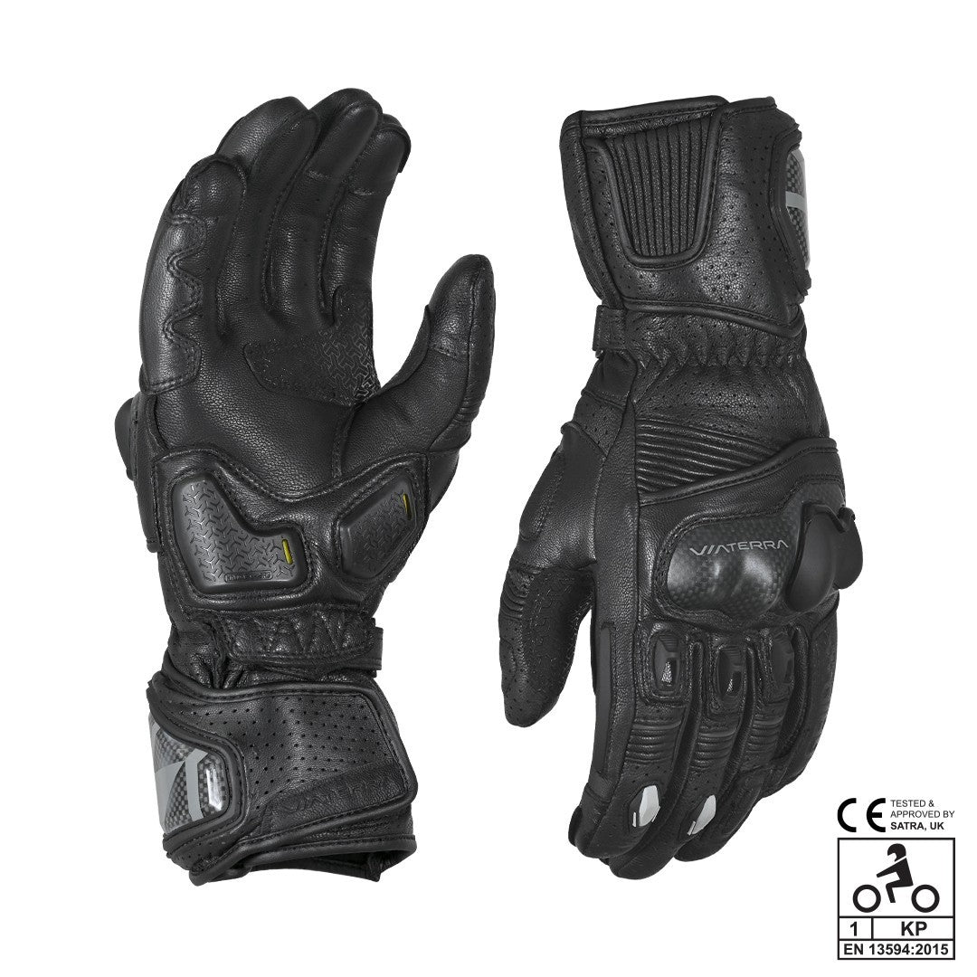 Viaterra- Grid Full Gauntlet Riding Gloves- Black – Biker's Pad