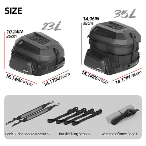 Rhinowalk Motorcycle Tail Bag Waterproof 23L-35L.