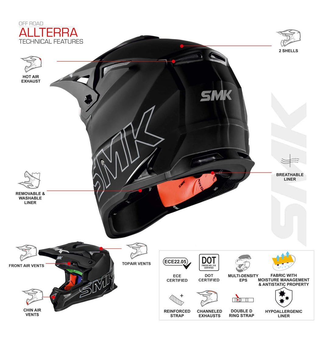 SMK- Allterra Fulmine Off Road MX Helmet – Biker's Pad