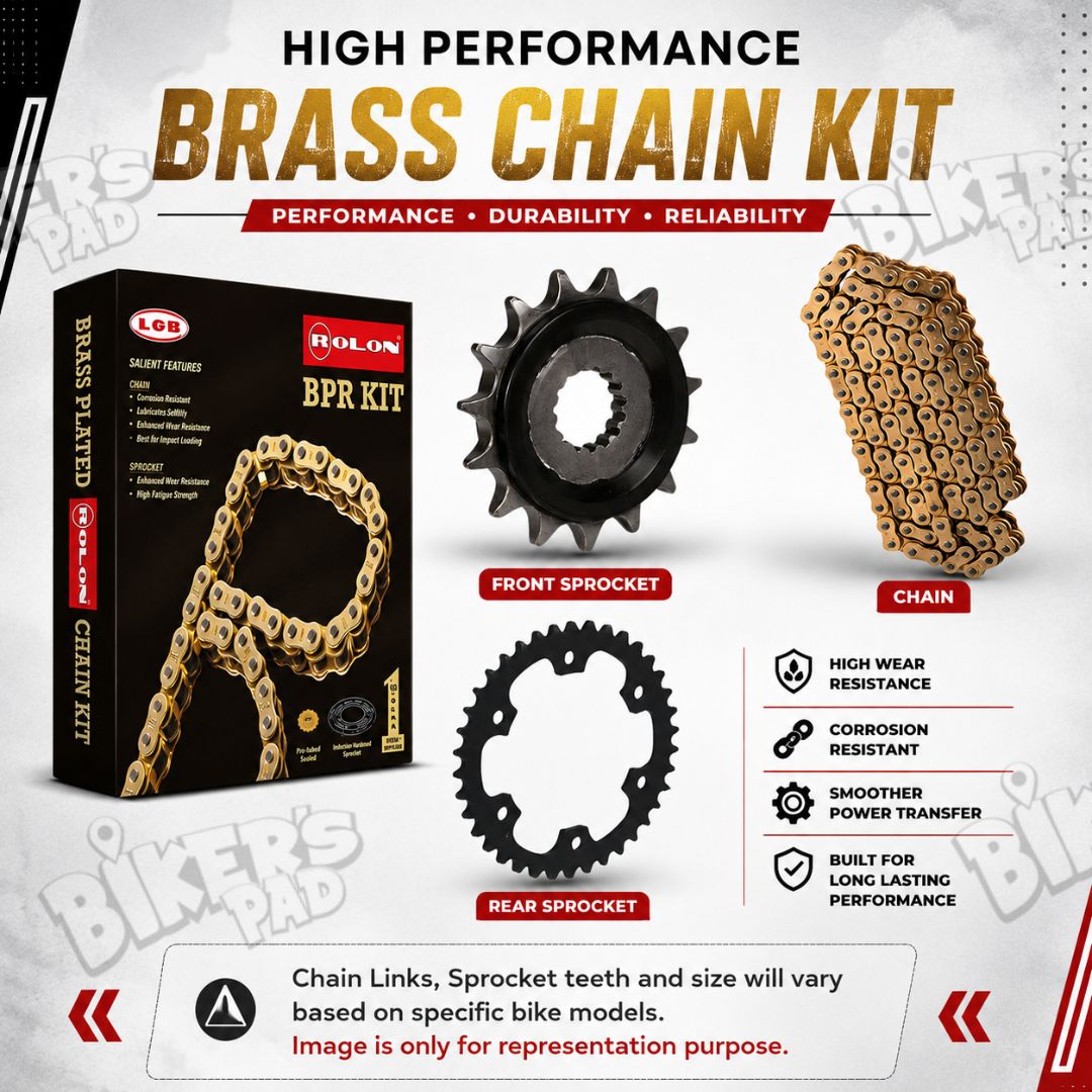 Rolon Brass Chain and Sprocket kit for PULSAR 220CC - KIT HPORC 355