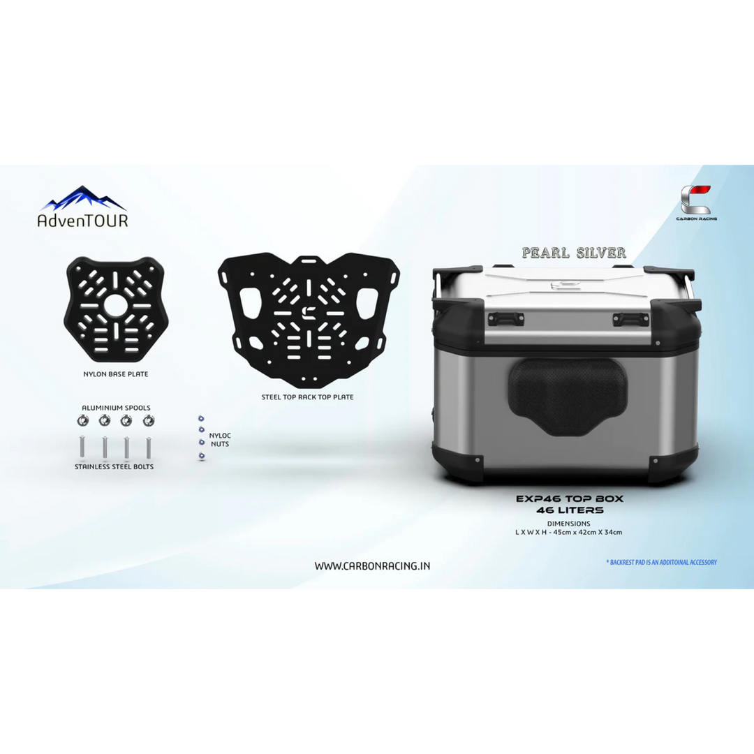 AdvenTOUR EXPLORER-Pro Top Box -46Ltrs (Universal Mounting Kit) – Biker ...