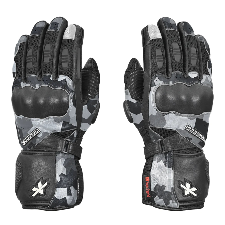 Viaterra Kruger Full Gauntlet Riding Gloves Camo Biker s Pad