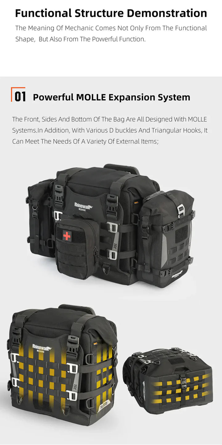 Rhinowalk-  Waterproof Quick Release Lockable Saddle Bags - 70Ltrs /pair
