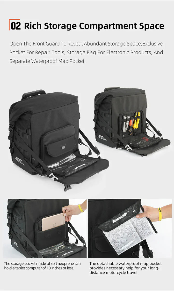 Rhinowalk-  Waterproof Quick Release Lockable Saddle Bags - 70Ltrs /pair