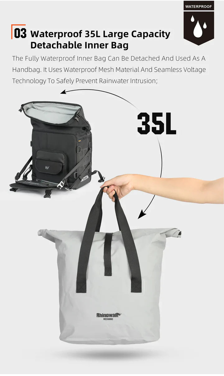 Rhinowalk-  Waterproof Quick Release Lockable Saddle Bags - 70Ltrs /pair
