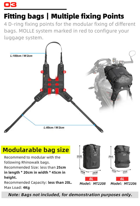 Rhinowalk Universal Tank Bag Motor Cross Fuel Tank Front Bag.