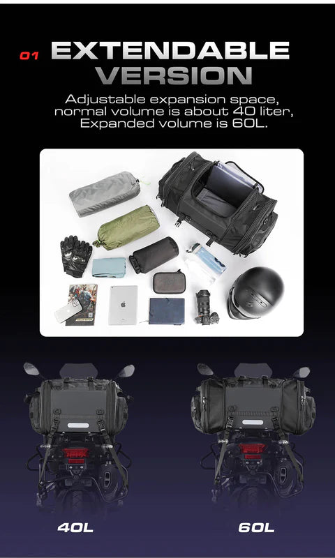 Rhinowalk 40-60 ltr Motorcycle Tail Bag.