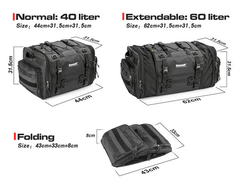 Rhinowalk 40-60 ltr Motorcycle Tail Bag.