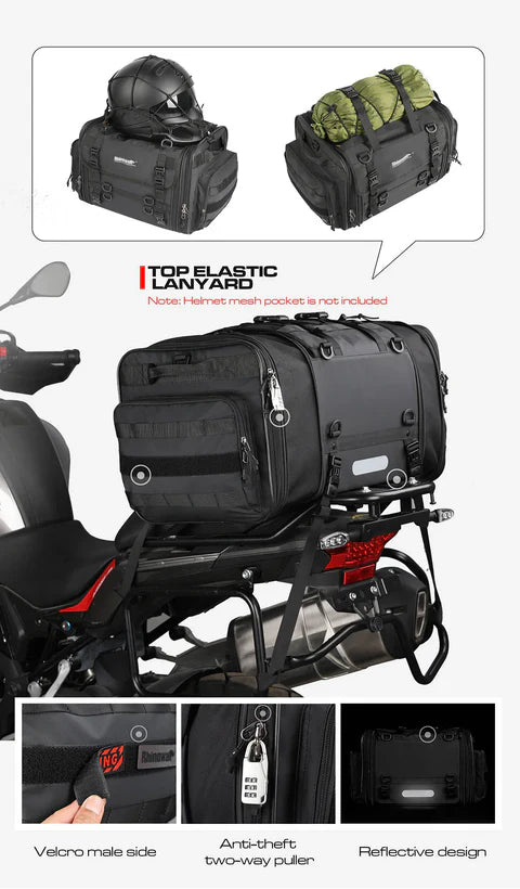 Rhinowalk 40-60 ltr Motorcycle Tail Bag.