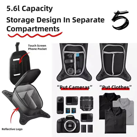 Rhinowalk 5.6 Liter Waterproof Motorcycle Tail Bag with Phone Holder.
