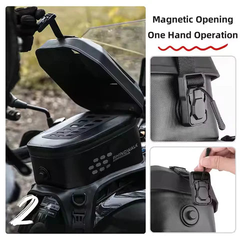 Rhinowalk 5.6 Liter Waterproof Motorcycle Tail Bag with Phone Holder.