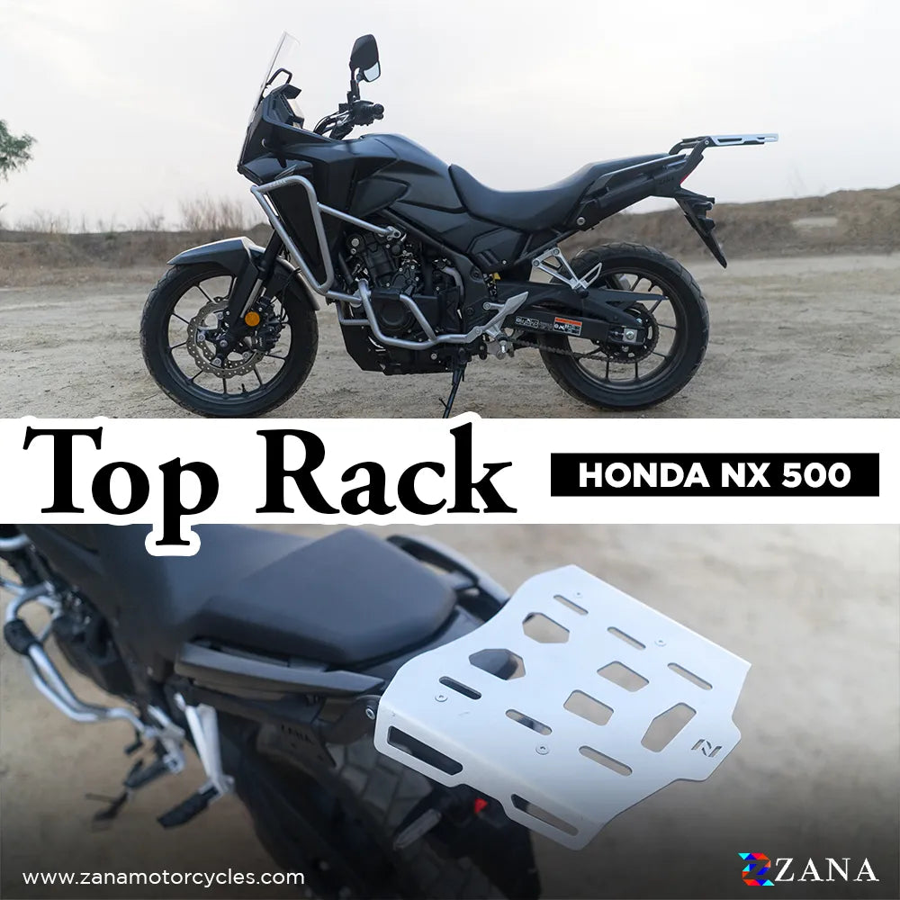 Zana- Top rack with Plate For Honda NX500 (Aluminum, Silver)