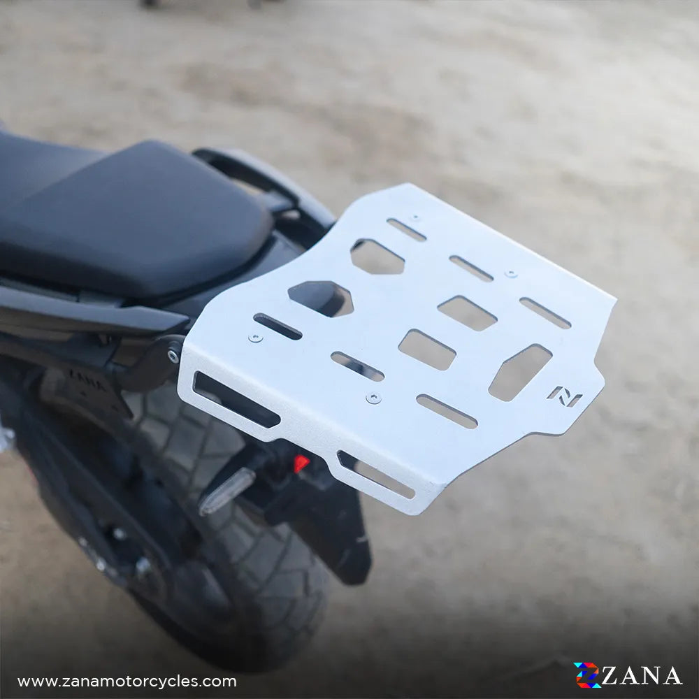 Zana- Top rack with Plate For Honda NX500 (Aluminum, Silver)