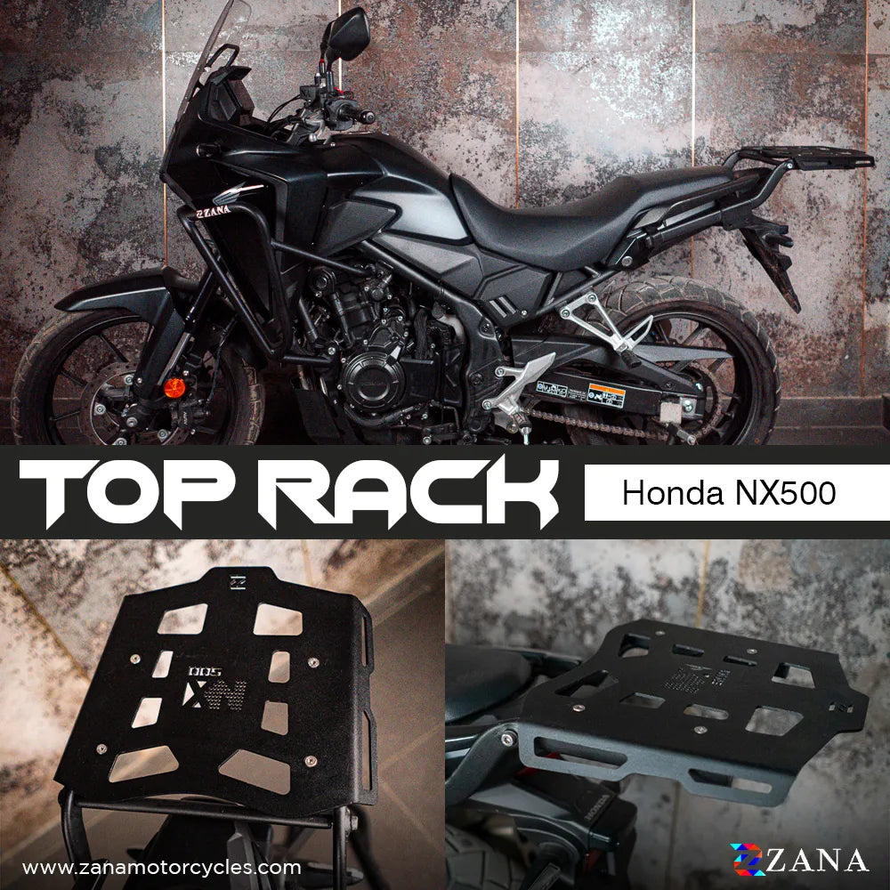 Zana- Top rack with Plate For Honda NX500 (MILD STEEL, BLACK)