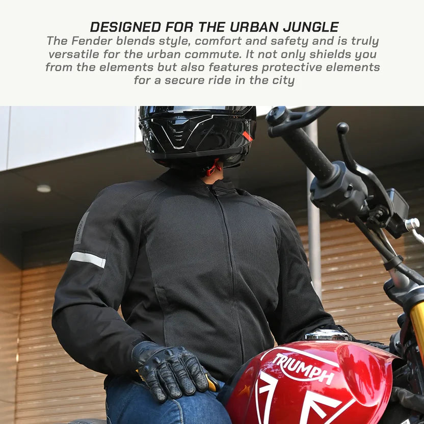 ViaTerra FENDER – URBAN MESH RIDING JACKET with base layer.