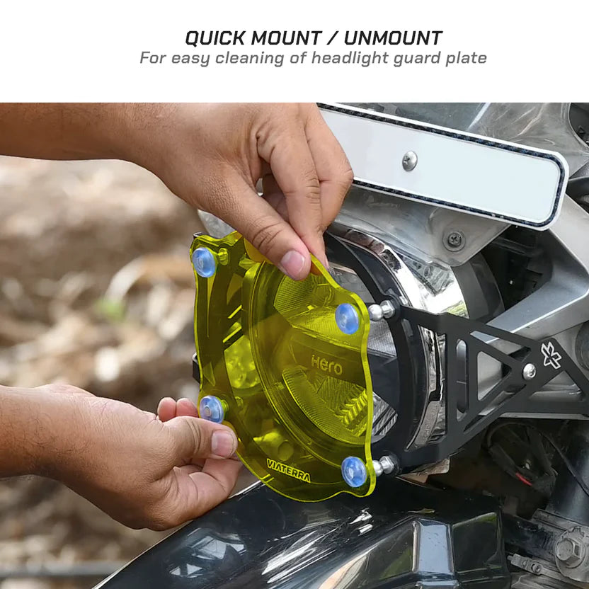 ViaTerra- Headlight Guard for Hero XPulse 200 - Yellow Tint