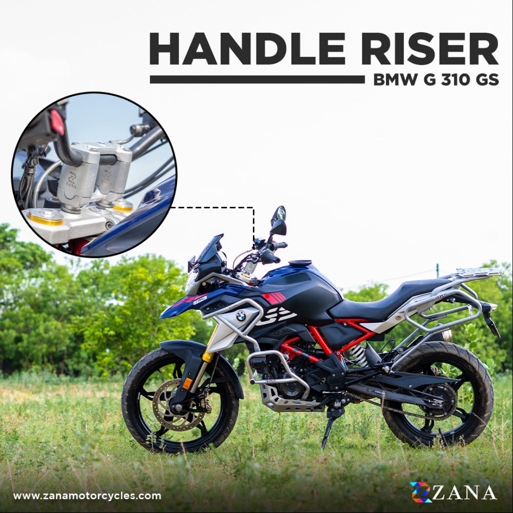 ZANA Handle Bar Riser Silver BMW G 310 GS Biker s Pad