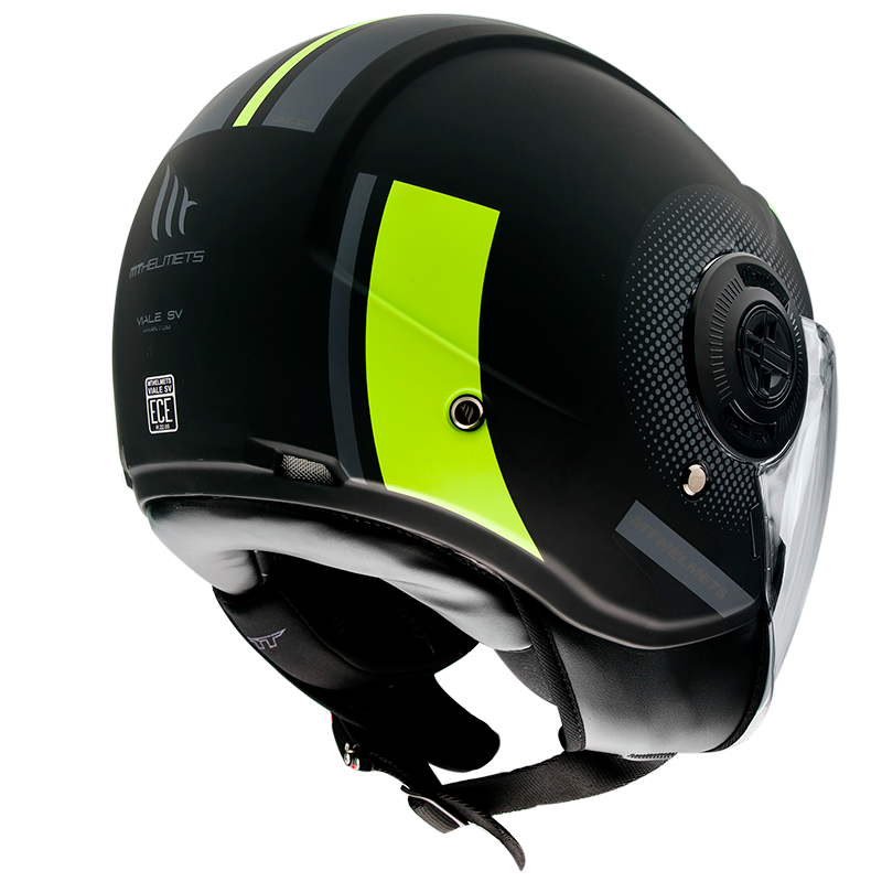 fluorescent yellow motorcycle helmet MT- Viale SV- Phantom C3 Matt Fluorescent yellow- Open Face Helmet – Biker's Pad