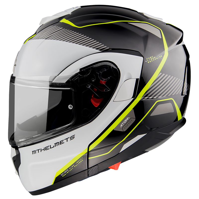 mt atom helmets india MT- Atom SV- B3 White Yellow- FLIPUP Helmet – Biker's Pad
