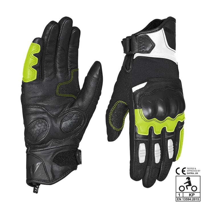 Viaterra- Holeshot Short Riding Gloves- Fluorescent Green